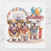 Engelse Bulldogs tijdens een carnaval Wijn Etiket (Enkel label)