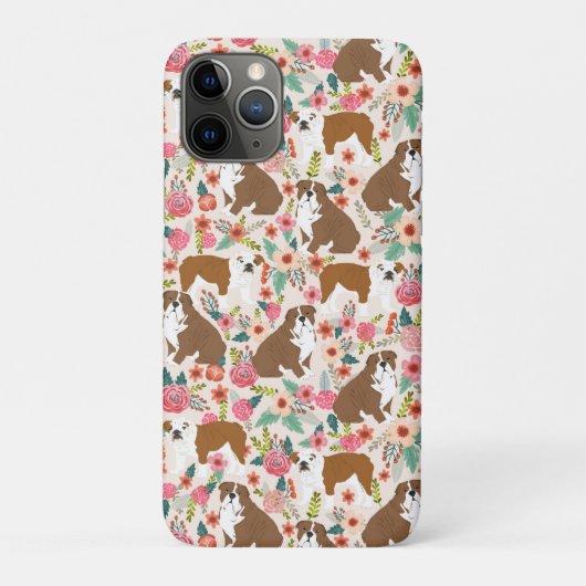 Engelse Bulldogs Vintage bloempatroon Case-Mate iPhone Case (Achterkant)