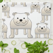 Engelse Bulldogs, White. Honden Patroon. Theedoek (Gevouwen)