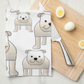 Engelse Bulldogs, White. Honden Patroon. Theedoek (Quarter Fold)