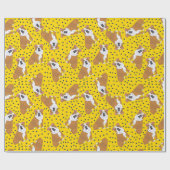 Engelse Bulldogs Yellow en Blue Patterned Cadeaupapier (Vlak)