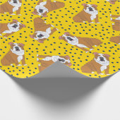Engelse Bulldogs Yellow en Blue Patterned Cadeaupapier (Hoek)