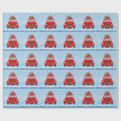 Engelse bulledog in auto met kerstman cadeaupapier (Vlak)