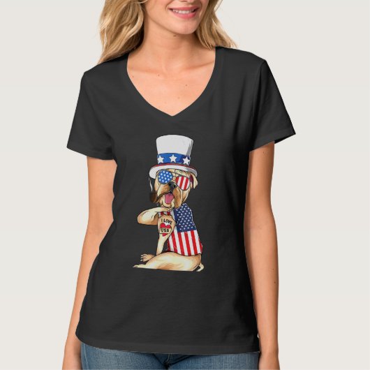 Engelse bulledog Merica 4 juli American Sungla T-shirt (Voorkant)