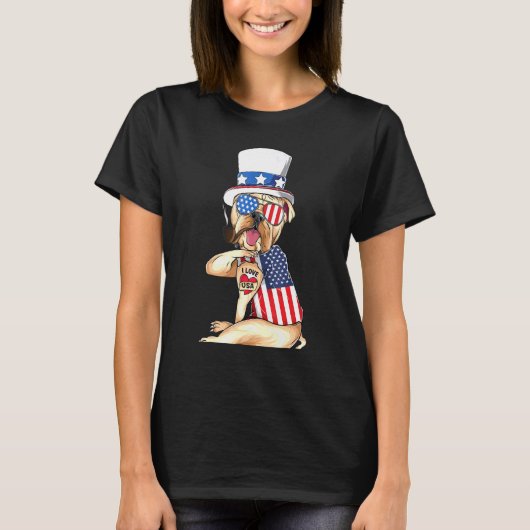 Engelse bulledog Merica 4 juli American Sungla T-shirt (Voorkant)