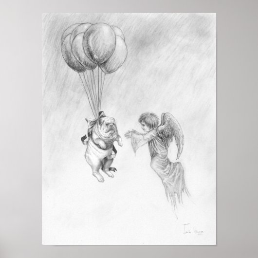 Engelse bulledog met Angel Poster (Voorkant)