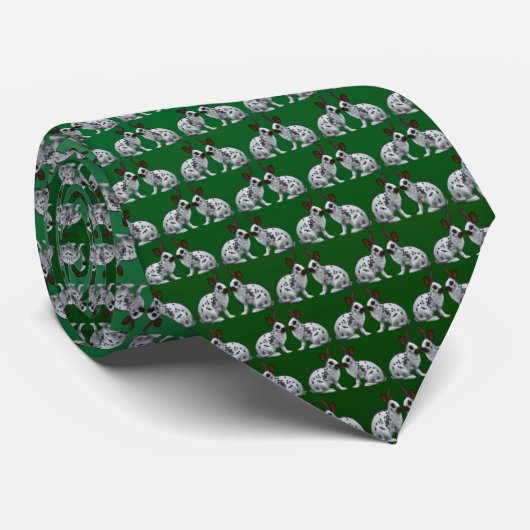 Engelse Bunny Frenzy Tie Dbl Siided (Groene Mix) Stropdas (Opgerold)