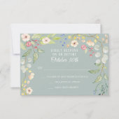Engelse Chintz Silver Sage Blush Waterverf RSVP Kaart (Voorkant)