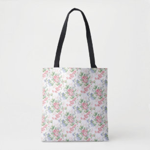 Engelse Chintzrozen, Roze en Blauw Tote Bag