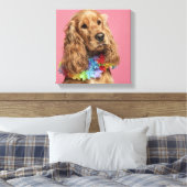 Engelse Cocker Spaniel (10 maanden oud) Canvas Afdruk (Insitu (Slaapkamer))