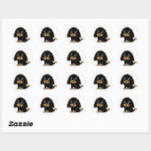 engelse cocker spaniel black en tan cartoon ronde sticker (Vel)