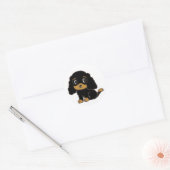 engelse cocker spaniel black en tan cartoon ronde sticker (Envelop)