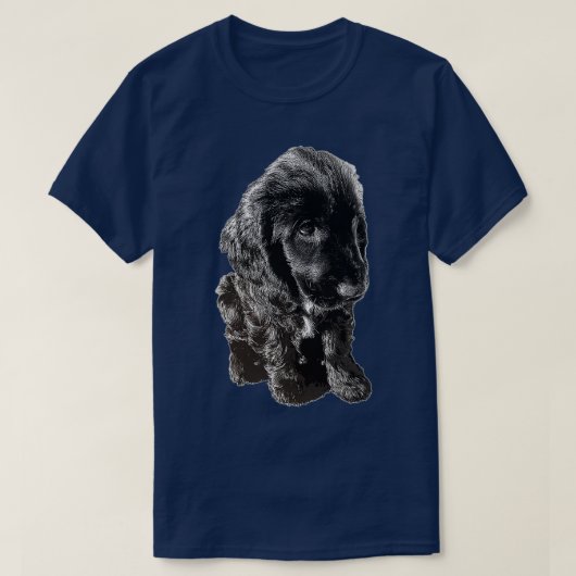 Engelse Cocker Spaniel Black Puppy Dog Schattig T-shirt (Design voorkant)