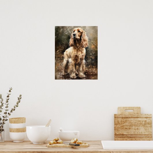 Engelse Cocker Spaniel Dog Art Print Poster (Keuken)