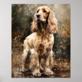Engelse Cocker Spaniel Dog Art Print Poster (Voorkant)