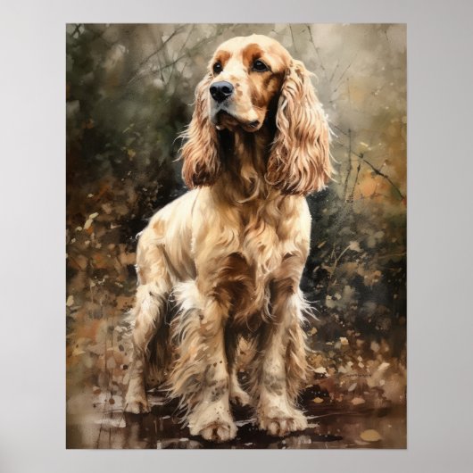 Engelse Cocker Spaniel Dog Art Print Poster (Voorkant)
