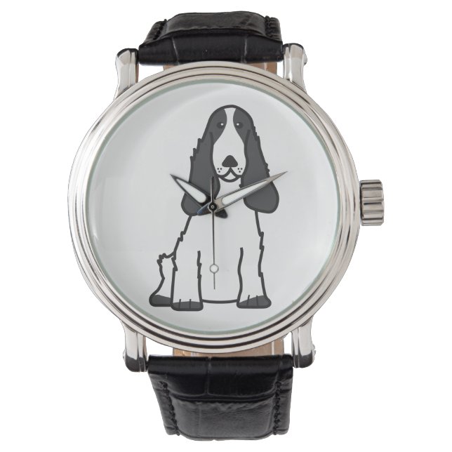 Engelse Cocker Spaniel Dog Cartoon Horloge (Voorkant)