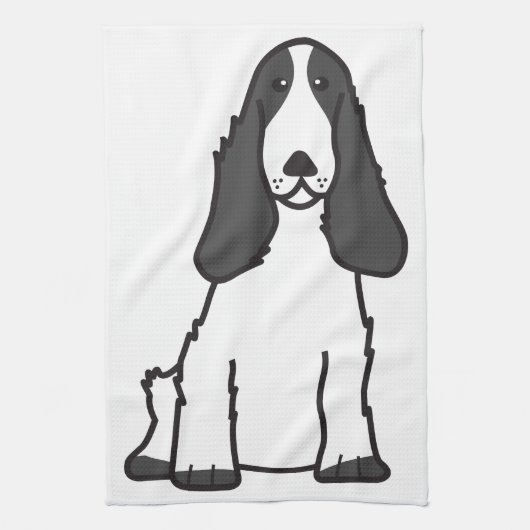 Engelse Cocker Spaniel Dog Cartoon Theedoek (Verticaal)