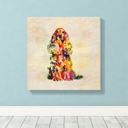 Engelse Cocker Spaniel Dog Digital Art Canvas Afdruk (Insitu (Houten vloer))