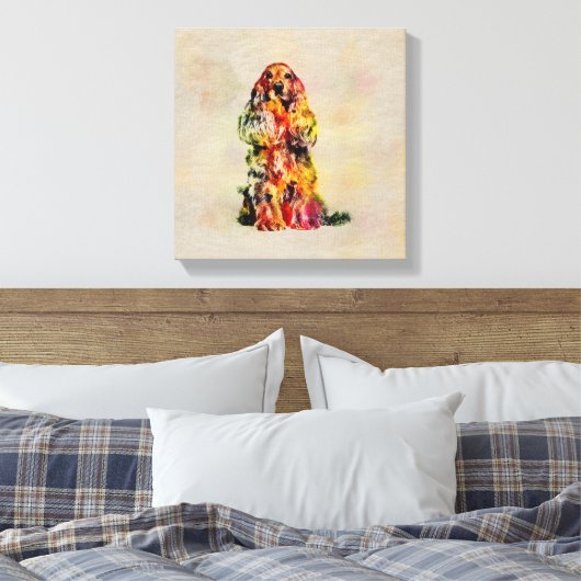 Engelse Cocker Spaniel Dog Digital Art Canvas Afdruk (Insitu (Slaapkamer))