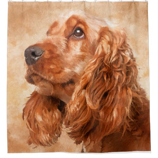 Engelse Cocker Spaniel Dog Digital Art Douchegordijn (Voorkant)