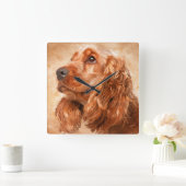 Engelse Cocker Spaniel Dog Digital Art Vierkante Klok (Huis)