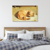Engelse Cocker Spaniel Dog (door Briton Rivière) Canvas Afdruk (Insitu (Slaapkamer))