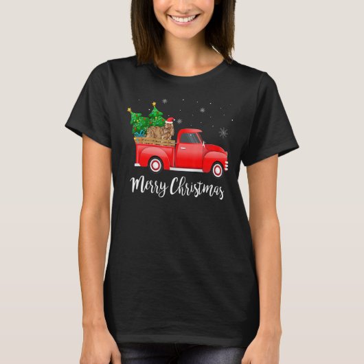 Engelse Cocker Spaniel Dog Riding Red Truck T-shirt (Voorkant)