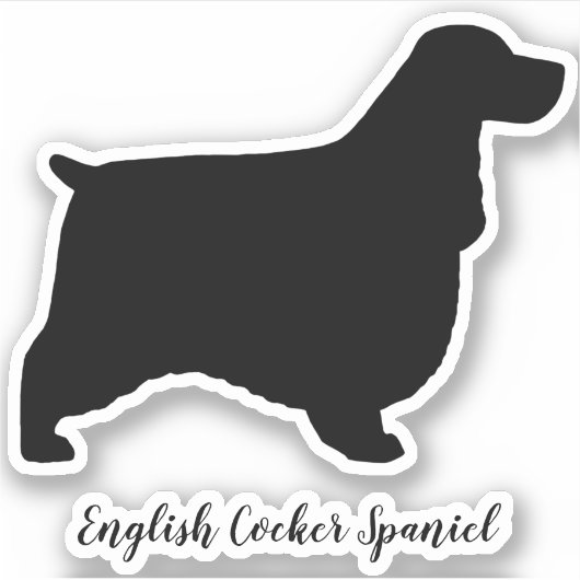 Engelse Cocker Spaniel Dog Silhouette Vinyl Sticker (Voorkant)