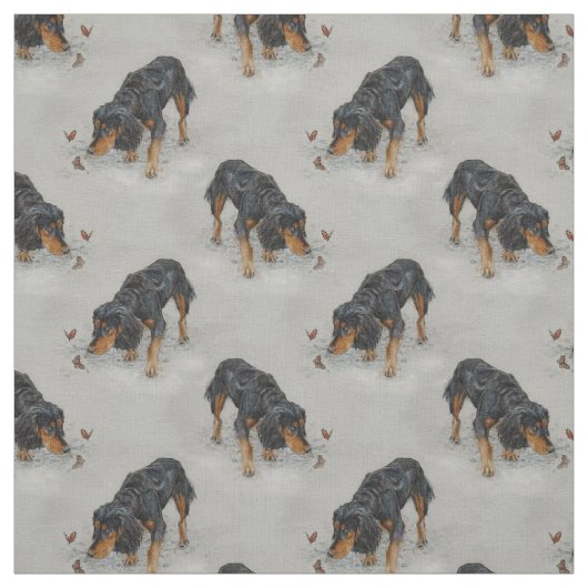 Engelse Cocker Spaniel en vlinders kunst. Stof (Swatch)