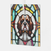 Engelse Cocker Spaniel "Glas in lood" Glas Ornament (Voorkant links)