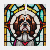 Engelse Cocker Spaniel "Glas in lood" Glas Ornament (Achterkant)