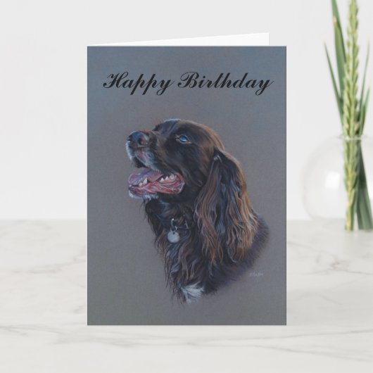 Engelse Cocker Spaniel hond. Happy Birthday beelde Kaart (Voorkant)