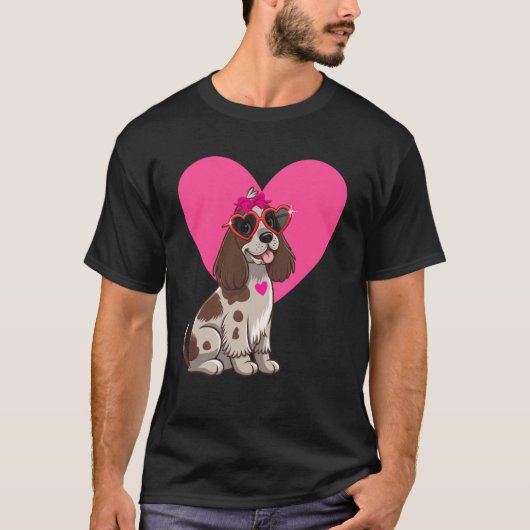 Engelse Cocker Spaniel Hond Moeder Valentijnsdag H T-shirt (Voorkant)