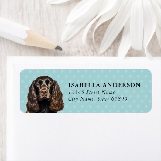 Engelse Cocker Spaniel Hond Retouradres Labels (Insitu)