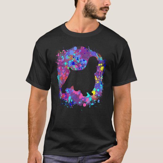 Engelse Cocker Spaniel Hond Roze Aquarel Kunst T-shirt (Voorkant)