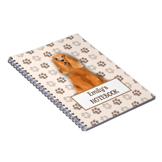 Engelse Cocker Spaniel hond voetafdruk aanpasbaar Notitieboek (Rechterzijde)