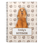 Engelse Cocker Spaniel hond voetafdruk aanpasbaar Notitieboek (Voorkant)
