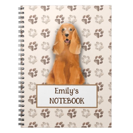 Engelse Cocker Spaniel hond voetafdruk aanpasbaar Notitieboek (Voorkant)