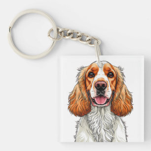 Engelse Cocker Spaniel Hondenportret Sleutelhanger