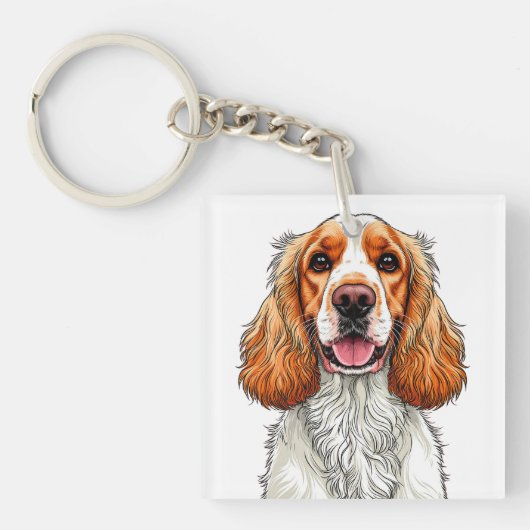 Engelse Cocker Spaniel Hondenportret Sleutelhanger (voorkant)