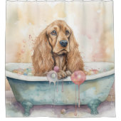 Engelse Cocker Spaniel in badkuip Aquarel Hond Douchegordijn (Voorkant)