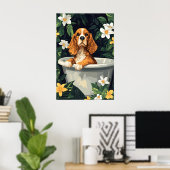 Engelse Cocker Spaniel in badkuip poster, Grappig Poster (Thuiskantoor)