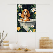 Engelse Cocker Spaniel in badkuip poster, Grappig Poster (Keuken)