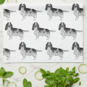 Engelse Cocker Spaniel in zwart-witpatroon Theedoek (Gevouwen)
