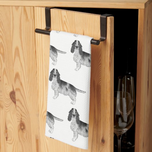Engelse Cocker Spaniel in zwart-witpatroon Theedoek (Derde Gevouwen)
