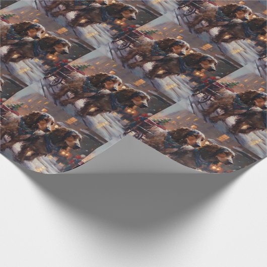 Engelse Cocker Spaniel Kerst Feestelijke Periode Cadeaupapier (Hoek)