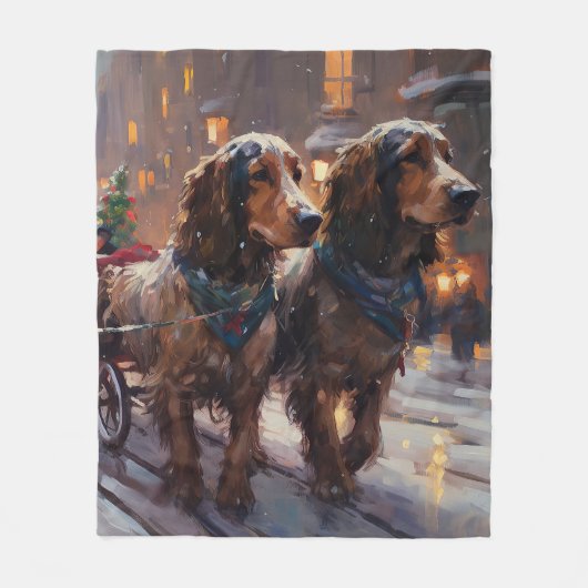 Engelse Cocker Spaniel Kerst Feestelijke Periode Fleece Deken (Voorkant)