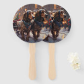 Engelse Cocker Spaniel Kerst Feestelijke Periode Handwaaier (Voorkant en achterkant)