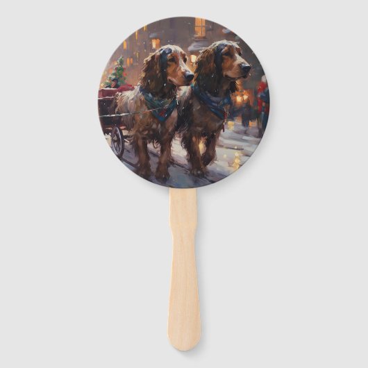 Engelse Cocker Spaniel Kerst Feestelijke Periode Handwaaier (Voorkant)